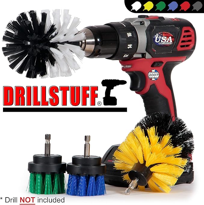 Cleaning Brushes for Cordless Drill - Small Round Boat Accessories Cleaning Brush - Kitchen Sink Scrub Brush - Car Detailing Rotary Wheel Brush - Shower Cleaner Brush for Drill - Tile and Grout Brush