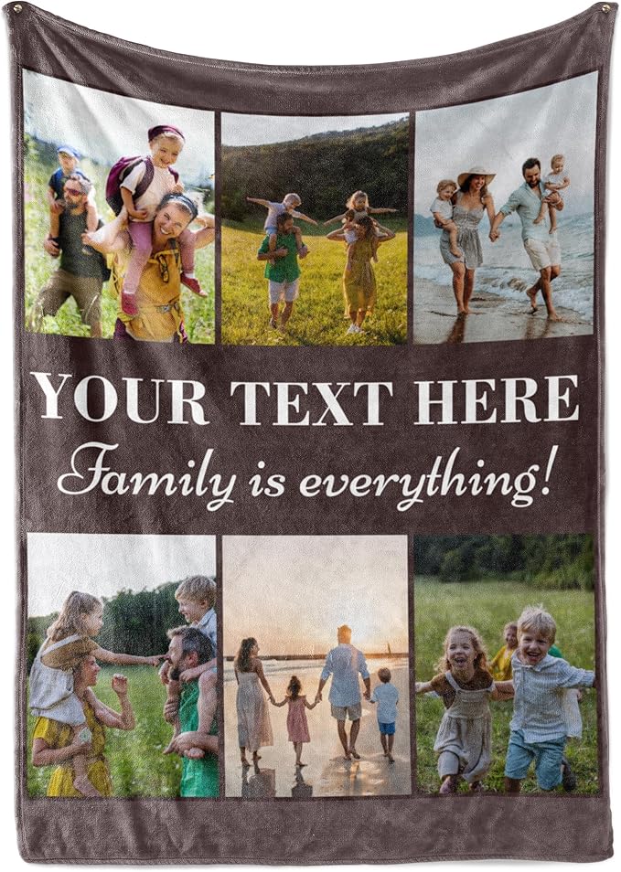 Ships Next Day, Custom Blanket with Picture and Text - Printed in USA, Personalized Photo Blanket with Text (Sherpa 60x80)