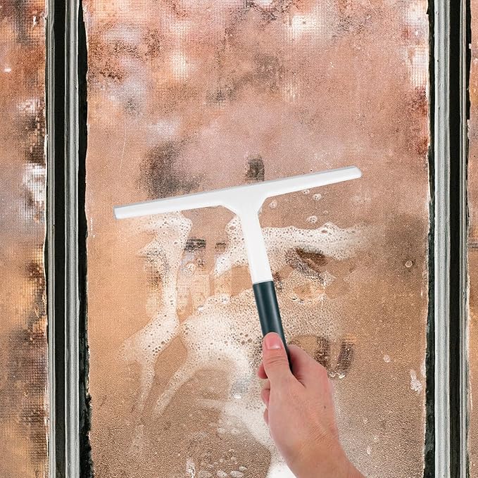 VALICLUD Wide Handheld Window Squeegee for Car and Shower Glass Cleaning, Green Glass Wiper with Sturdy Rubber Blade, Portable Bathroom and Windshield Cleaning Tool for Home Use