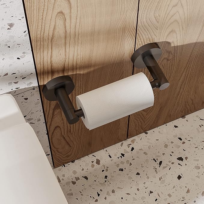 Matte Black Toilet Paper Holder Bathroom Double Post Pivoting Tissue Roll Holder Stainless Steel and Zinc Alloy Wall Mount Detachable 1pc
