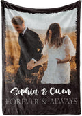 Ships Next Day, Custom Blanket with Picture and Text - Printed in USA, Personalized Photo Blanket with Text (Fleece 60x80)