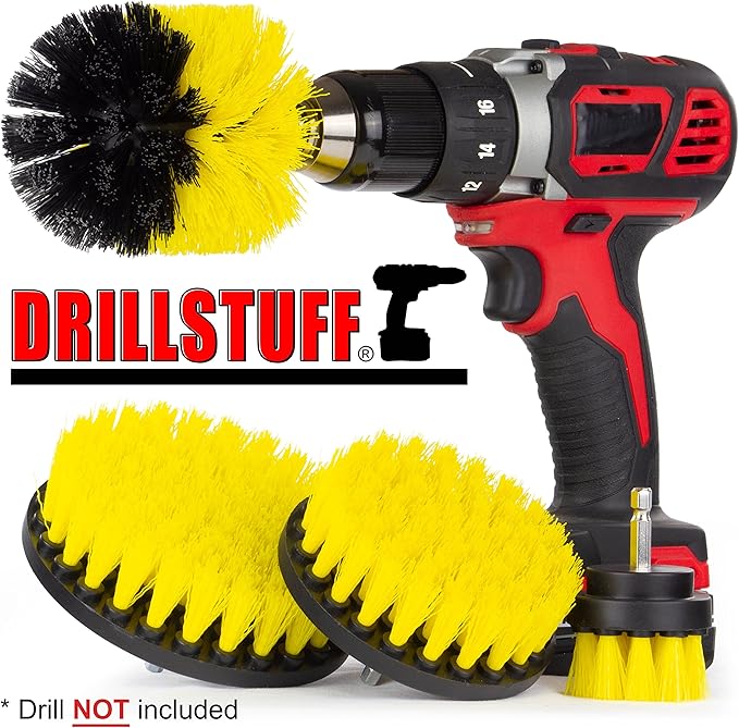 4 Piece Power Scrub Brush Kit for Tile and Grout, Tub, Shower, Sink, Porcelain, Shower Tracks, and Around fixtures