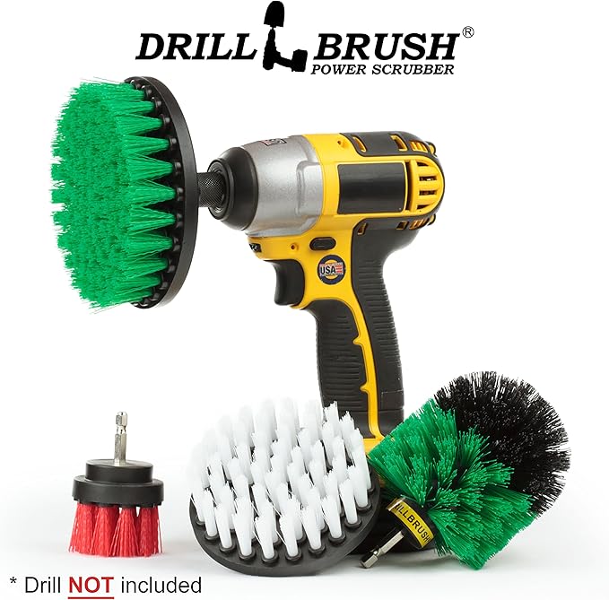 Cleaning Supplies - Drill Brush - Kitchen - Oven - Stove - Cast Iron Skillet - Dish Brush - Bathroom Accessories - Scrub Brush - Shower Cleaner -Grout Cleaner - Spin Brush - Bird Bath - Garden Statues