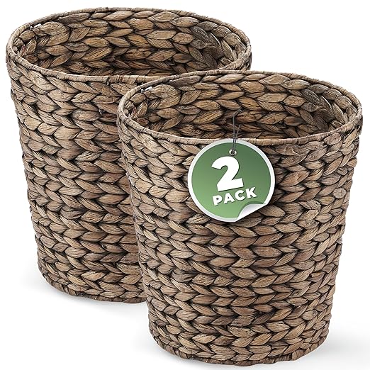 2-Pack Black Wicker Trash Cans