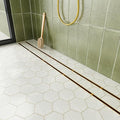 Neodrain 48-Inch Linear Shower Drain with Tile Insert Grate, Golden 304 Stainless Steel Rectangle Shower Floor Drain, Linear Drain with Leveling Feet, Hair Strainer