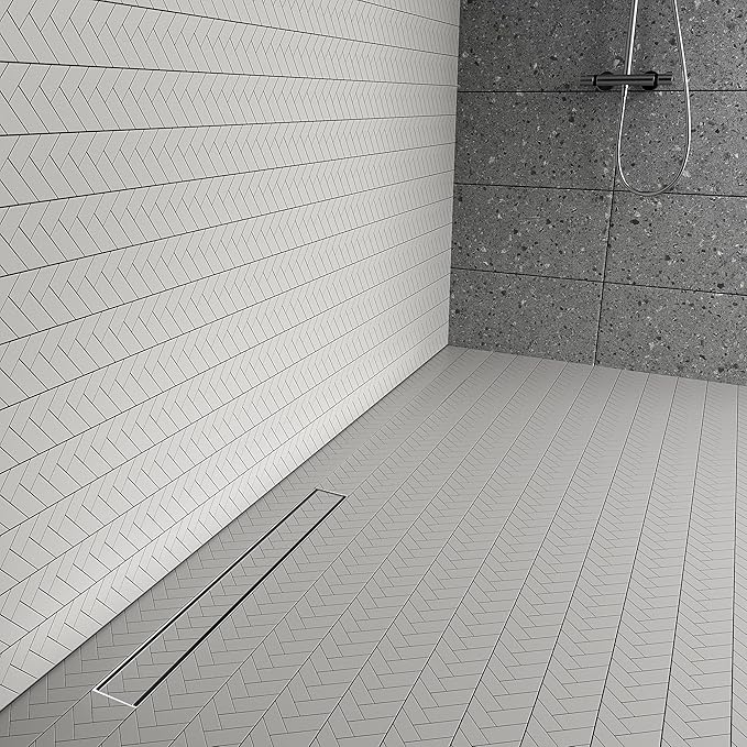 304 Stainless Steel Shower Drain, Removable Grate & Hair Catcher Bathroom Floor Drain with Waterproof Design for Tile Floor, CUPC Compliant (Tile Insert, 26 Inch)