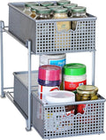 DecoBrothers 2 Tier Bathroom Storage Organizer with Pull-Out Drawer, Silver