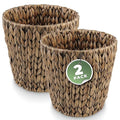 2-Pack Wicker Trash Can for Bathroom - Wicker Waste Basket for Bedroom, Office - Rattan Trash Can - Decorative Waste Basket (Espresso, 3 Gallons)