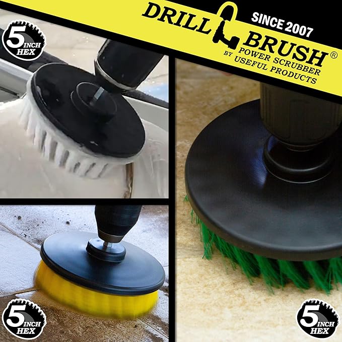 Kitchen Tools - Drill Brush - House Cleaning Spin Brush Kit - Stove, Oven Rack, Sink, Baseboard, Floor - Bathroom Accessories - Shower Door - Vanity Mirror - Shower Curtain - Bath Mat - Tile and Grout