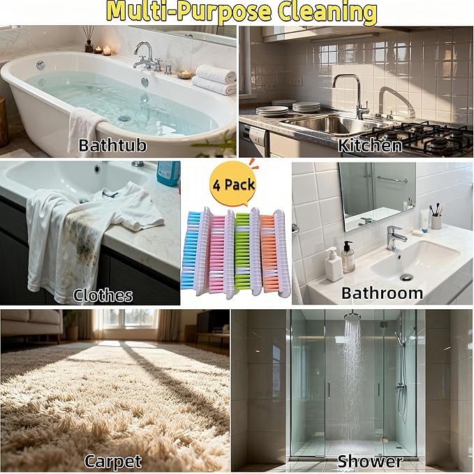 Scrub Brush for Cleaning Scrubbing Brush with Stiff Bristle Multi-Purpose Heavy Duty Scrub Brushes,4 Pack Deep Cleaning Brushes for Bathroom, Floor, Shower, Carpet, Bathtub, Sink Outdoor, Multi-Color