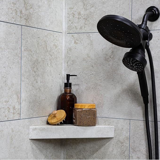 Palisade Vinyl Waterproof Corner Shower Shelf in Rain Cloud