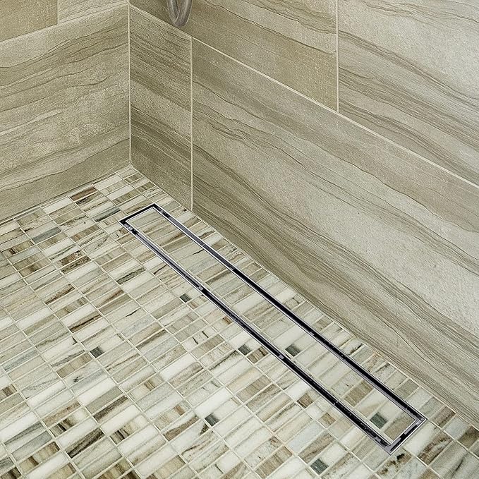 Neodrain 36-Inch Linear Shower Drain with Tile Insert Grate, Professional Brushed 304 Stainless Steel Rectangle Shower Floor Drain Manufacturer, Linear Drain with Shower Drain Base