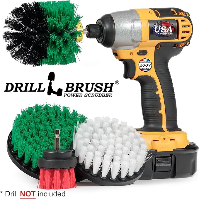 Cleaning Supplies - Drill Brush - Kitchen - Oven - Stove - Cast Iron Skillet - Dish Brush - Bathroom Accessories - Scrub Brush - Shower Cleaner -Grout Cleaner - Spin Brush - Bird Bath - Garden Statues