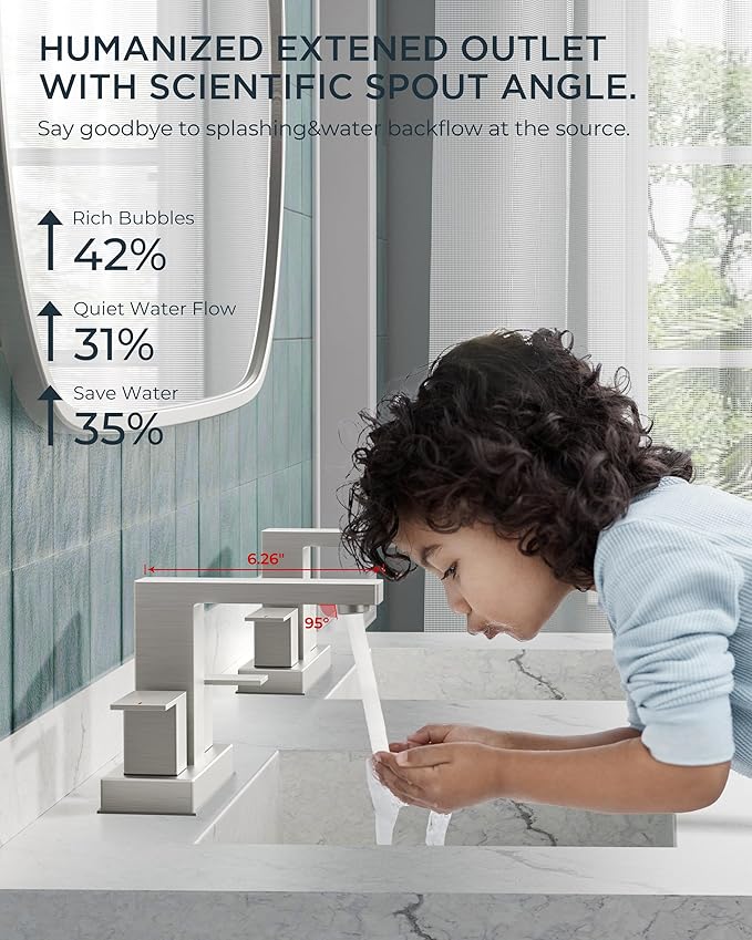 FORIOUS 4 Inch Brushed Nickel Bathroom Faucet Centerset 2 Handles, 3 or 2 Hole Centerset Bathroom Sink Faucet Brushed Nickel Square with Metal Drain, 24" CUPC Hose, and 1.2 GPM Spare Aerator