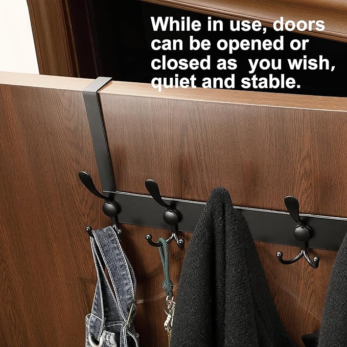 Over The Door Hooks, Door Hanger for Hanging, Towel Racks for Bathroom with 15 Coat Hooks, Coat Rack Hat Rack Organizer, Towel Holder Bathroom Accessories