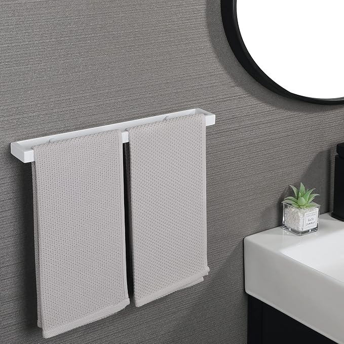Alise Bath Towel Bar,Wall Mount Towel Holder Towel Rack Towel Hanger for Bathroom Lavatory,16 Inch SUS304 Stainless Steel Towel Rail,White Finish