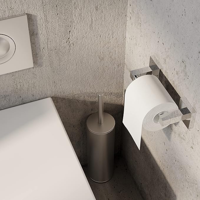 Ruacq Toilet Paper Holder Chrome Double Post Pivoting Square Tissue Holders Roll Holder Hangers Toilet Paper Stand Stainless Steel and Zinc Alloy Modern Wall Mounted