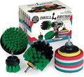 Drillbrush Kitchen Cleaning Supplies - Whole Household Scrubbing Pads and Medium Stiffness Brushes - Stove Top and Oven Rack Cleaning Brush Kit - Sink, Tile, Laminate, Vinyl, Pan, Countertop Scrubber