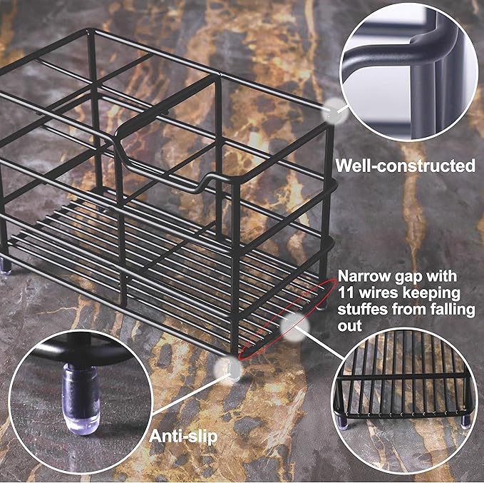 Dseap Toothbrush Holder, Electric Toothbrush Holder - Stainless Steel Tooth Brush Holder, Toothpaste Holder Organizer Stand Caddy for Bathroom, Black