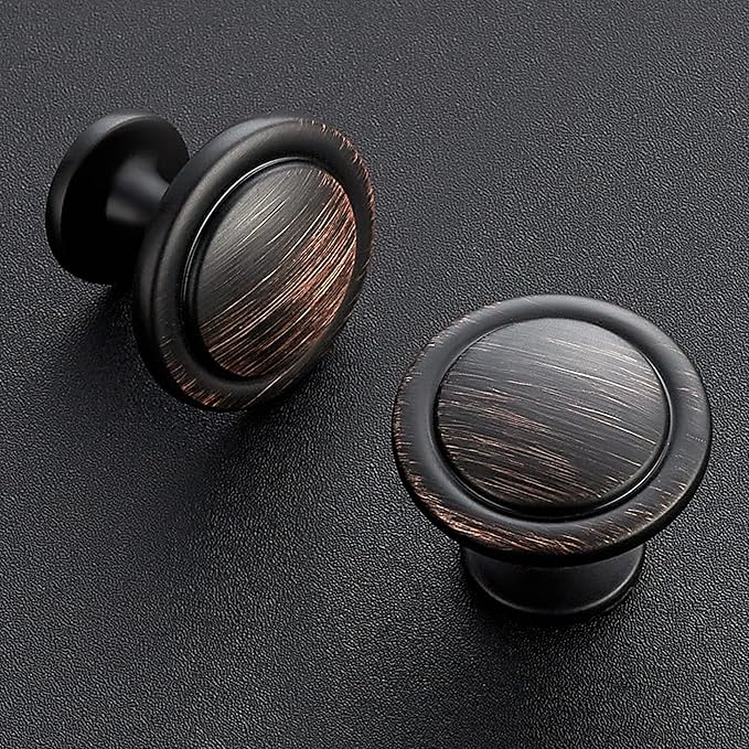 Ravinte 25 Pack 1-1/4 Inch Kitchen Cabinet Knobs Oil-Rubbed Bronze Zinc Pulls Door Handles for Dresser Drawers