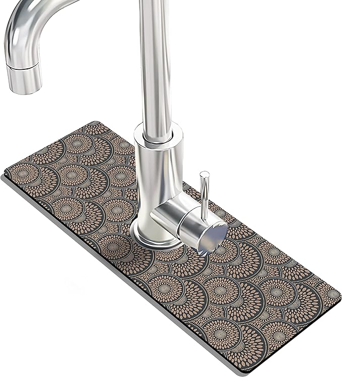 Kitchen Sink Splash Guard Faucet Mat -2 PC Super Absorbent Fast Drying Mat Sink Gadgets-Splash Guard Behind Faucet Drip Catcher for Kitchen(15" X 5.5" )