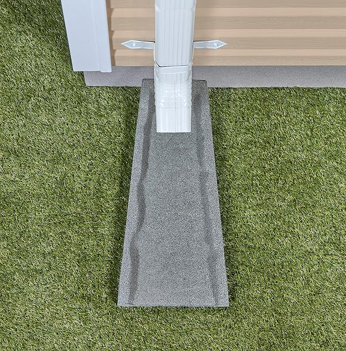 Rubberific Premium Rubber Downspout Splash Block, Rain Guard, Stone Textured Drain Extender (Gray)