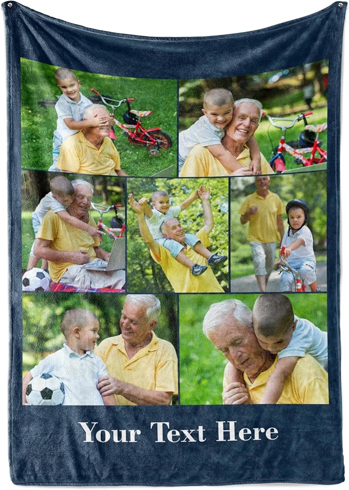 Ships Next Day, Custom Blanket with Picture and Text - Printed in USA, Personalized Photo Blanket with Text (Fleece 50x60)