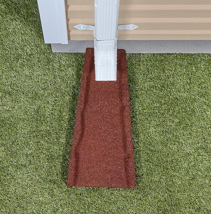 Rubberific Premium Rubber Downspout Splash Block, Rain Guard, Stone Textured Drain Extender (Red)