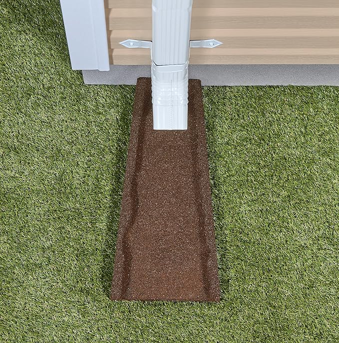 Rubberific 2 Pack Premium Rubber Downspout Splash Block, Rain Guard, Stone Textured Drain Extender (Brown)